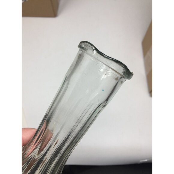 Short 6'' tall Ribbed Clear Glass Bud Vase - Picture 7 of 9